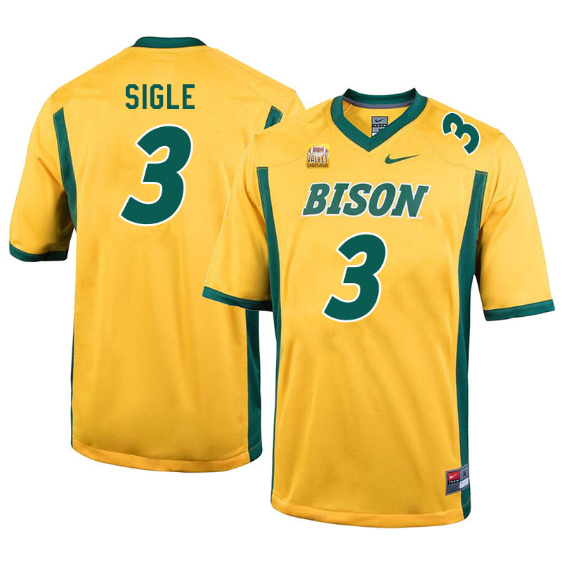Men #3 Marques Sigle North Dakota State Bison College Football Jerseys Sale-Yellow